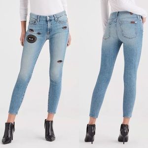 7FAM The Ankle Skinny Embroidered Evil Eye Jeans